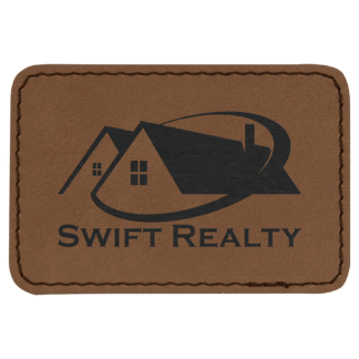 Rectangle Dark Brown Laserable Leatherette Patch with Adhesive
