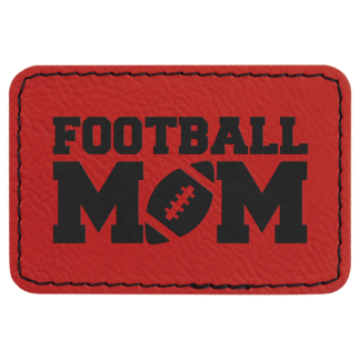 Rectangle Red Laserable Leatherette Patch with Adhesive