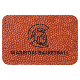 3" x 2" Basketball Rectangle Laserable Leatherette Patch with Adhesive