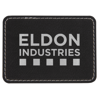 3 1/2" x 2 1/2" Black/Silver Rectangle Leatherette Patch with Adhesive