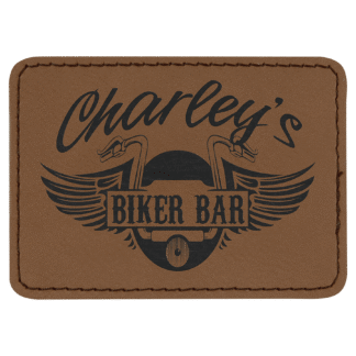 Rectangle Dark Brown Laserable Leatherette Patch with Adhesive