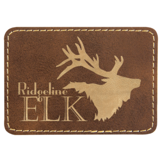 Rectangle Rustic/Gold Laserable Leatherette Patch with Adhesive