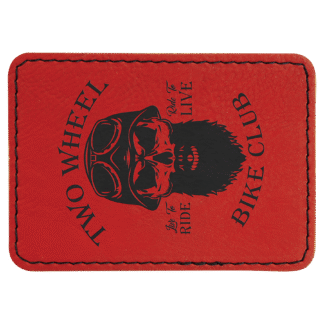 Rectangle Red Laserable Leatherette Patch with Adhesive