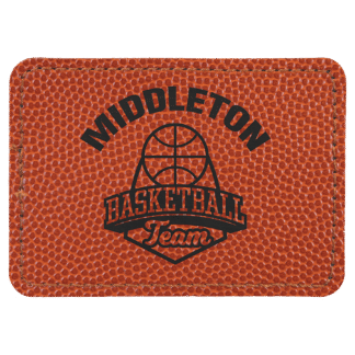 3 1/2" x 2 1/2" Basketball Leatherette Rectangle Patch with Adhesive