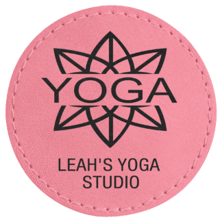 Round Pink Laserable Leatherette Patch with Adhesive