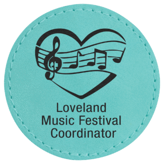 Round Teal Laserable Leatherette Patch with Adhesive