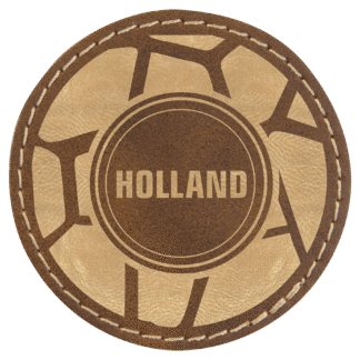 Round Rustic/Gold Laserable Leatherette Patch with Adhesive