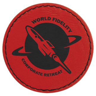 Round Red Laserable Leatherette Patch with Adhesive