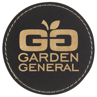 Round Black/Gold Laserable Leatherette Patch with Adhesive