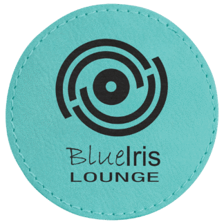 Round Teal Laserable Leatherette Patch with Adhesive