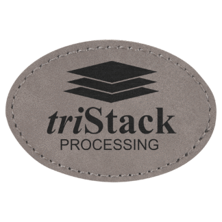 3" x 2" Gray Oval Leatherette Patch with Adhesive