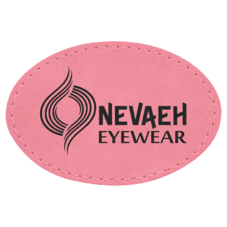 Oval Pink Laserable Leatherette Patch with Adhesive