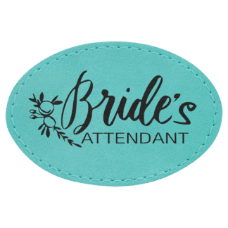 Oval Teal Laserable Leatherette Patch with Adhesive