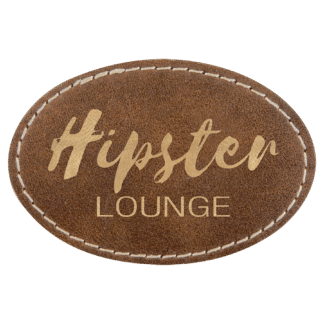 Oval Rustic/Gold Laserable Leatherette Patch with Adhesive