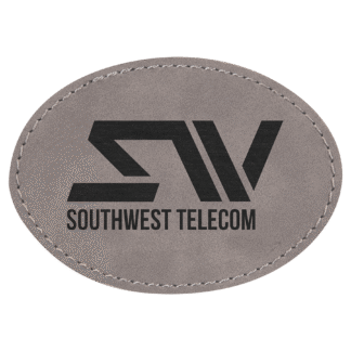 3 1/2" x 2 1/2" Gray Oval Leatherette Patch with Adhesive