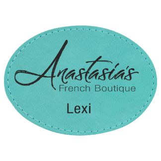 Oval Teal Laserable Leatherette Patch with Adhesive