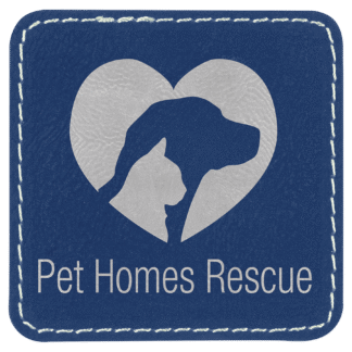 Square Blue/Silver Laserable Leatherette Patch with Adhesive