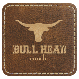 Square Rustic/Gold Laserable Leatherette Patch with Adhesive