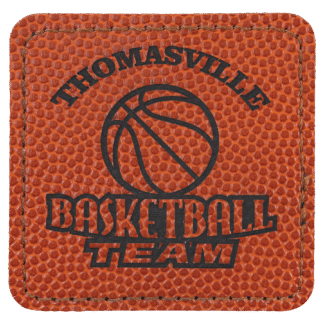 Basketball Square Leatherette Patch with Adhesive