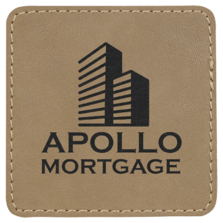 3" x 3" Light Brown Square Leatherette Patch with Adhesive