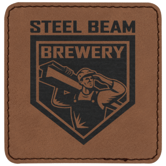 Dark Brown Laserable Leatherette Patch with Adhesive