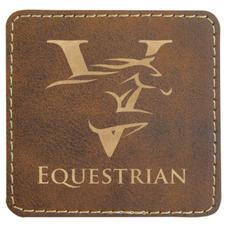 Square Rustic/Gold Laserable Leatherette Patch with Adhesive