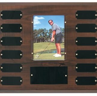 Cherry Finish Perpetual Plaque with 12 Plates & 3 1/2" x 5" Photo Holder