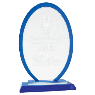 9" Oval Blue Regal Glass