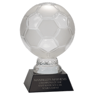 Glass Soccer Ball with Black Marble Base