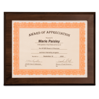 Cherry Finish Plaque with Slide-In Certificate Frame