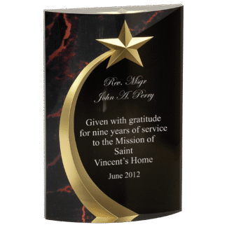 4 1/2" x 6 3/4" Red Marble Rounded Shooting Star Acrylic