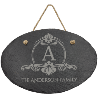 Oval Slate Decor with Hanging String