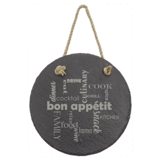 Round Slate Decor with Hanging String