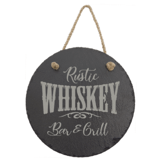 Round Slate Decor with Hanging String