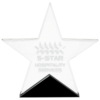 Medium Clear Glass Star on Black Base