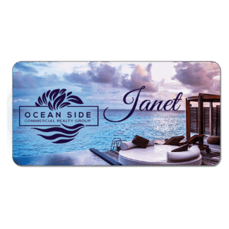 Gloss White 1-Sided Aluminum Rectangle Name Badge