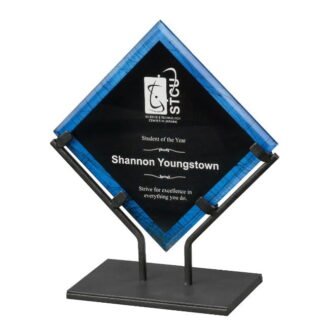 Blue Galaxy Acrylic Plaque with Iron Stand