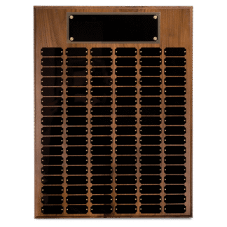 Genuine Walnut Step Edge Perpetual Plaque with 102 Plates