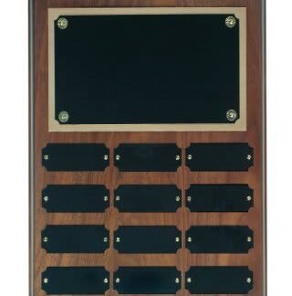 Genuine Walnut Step Edge Perpetual Plaque with 12 Plates