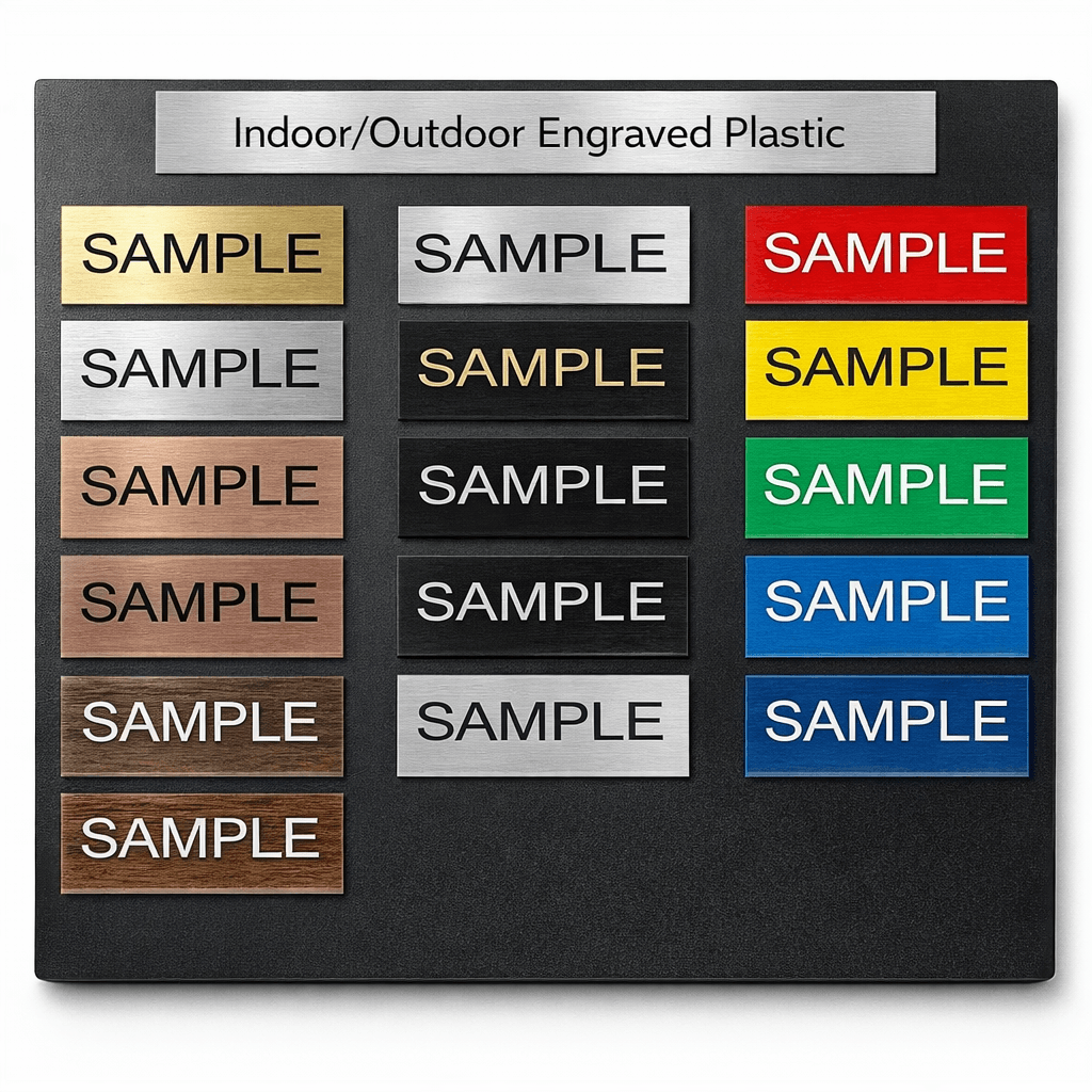 Plastic engraved signs image for products page - Trophies Etc.