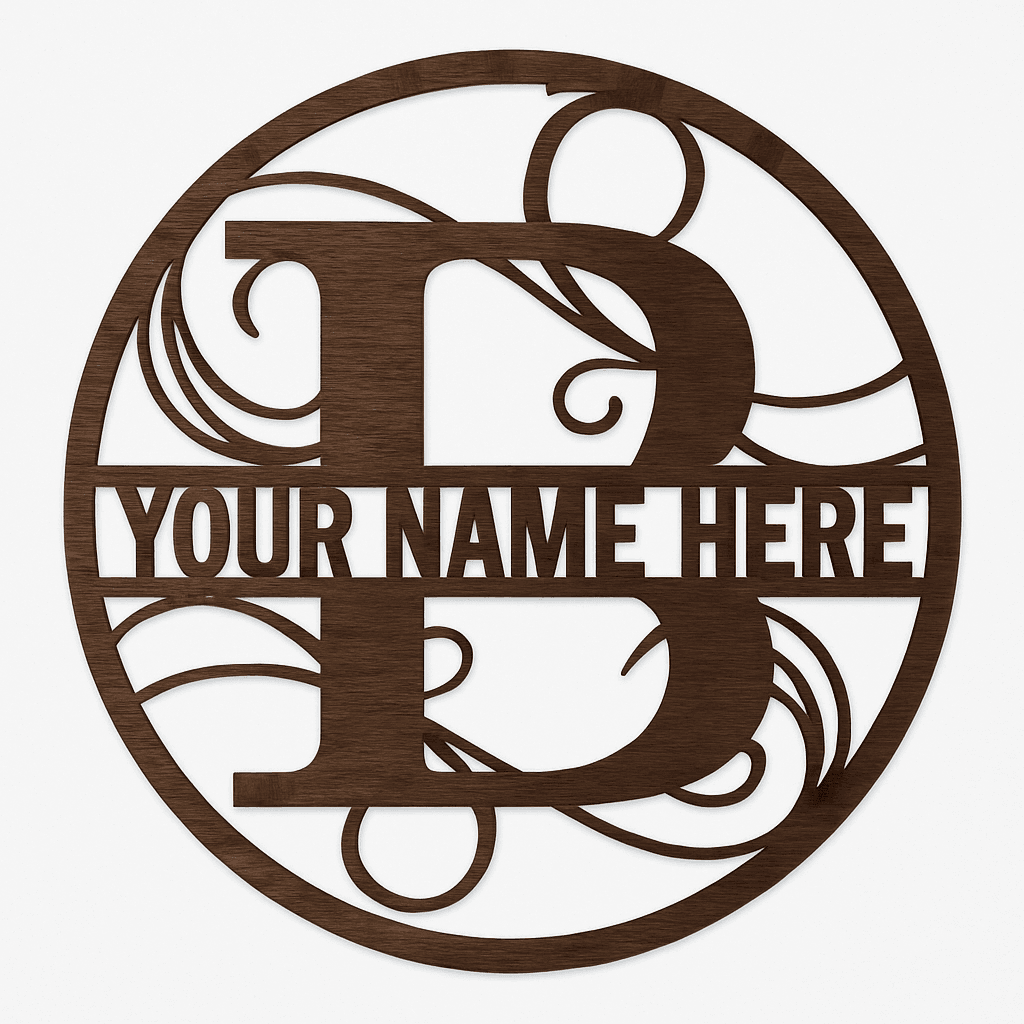 Wood cut out with B initial claen for woo - Trophies Etc.