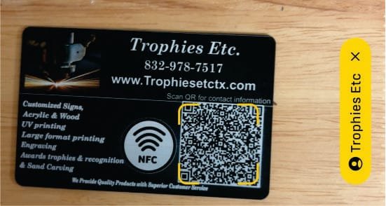 tap business card images for web 3 - Trophies Etc.