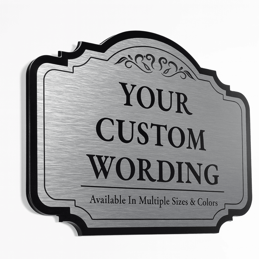 Plastics signs custom wording for woo product page - Trophies Etc.